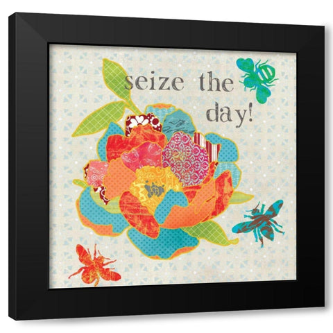 Seize The Day Black Modern Wood Framed Art Print with Double Matting by Robinson, Carol