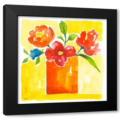 Sunny Day Bouquet II Black Modern Wood Framed Art Print with Double Matting by Nan