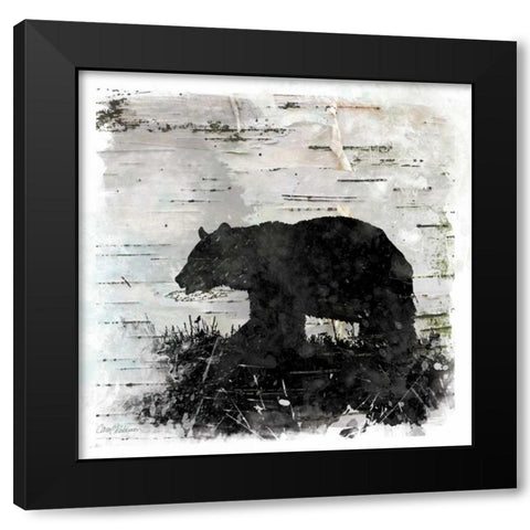 Birchbark Bear Black Modern Wood Framed Art Print with Double Matting by Robinson, Carol