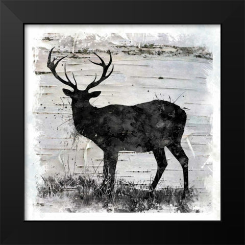 Birchbark Deer Black Modern Wood Framed Art Print by Robinson, Carol