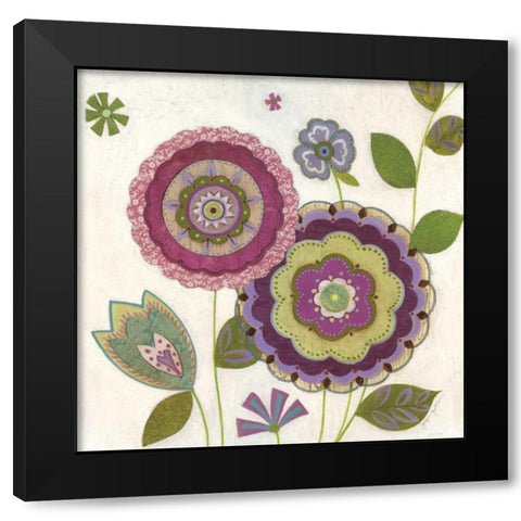Posie I Black Modern Wood Framed Art Print by Tava Studios