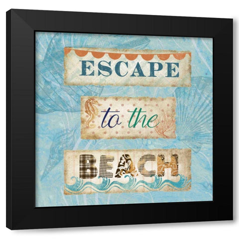 Escape to the Beach Black Modern Wood Framed Art Print with Double Matting by Nan