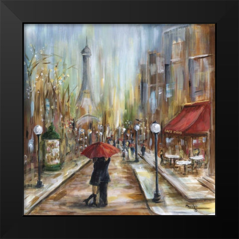 Kiss Me in Paris Black Modern Wood Framed Art Print by Dunlap, Marilyn