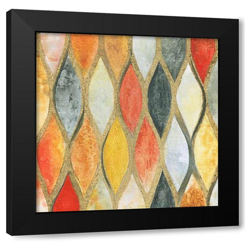 Teardrop Mosaic Black Modern Wood Framed Art Print by Tava Studios