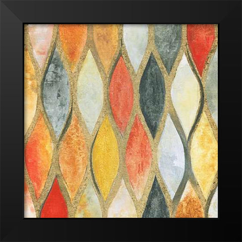 Teardrop Mosaic Black Modern Wood Framed Art Print by Tava Studios