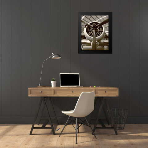 WWII Fighter Black Modern Wood Framed Art Print by Bibikow, Walter