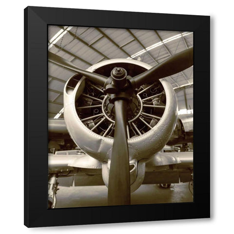 WWII Fighter Black Modern Wood Framed Art Print with Double Matting by Bibikow, Walter
