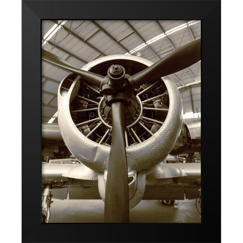 WWII Fighter Black Modern Wood Framed Art Print by Bibikow, Walter