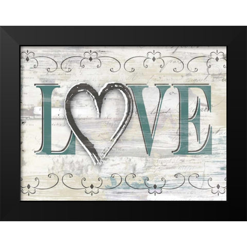 Shabby Chic Love Black Modern Wood Framed Art Print by Donovan, Kelly