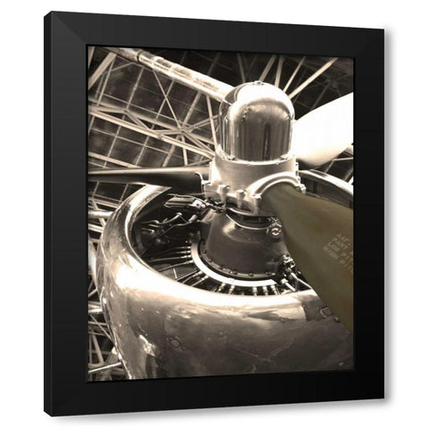 DC 4 Aircraft Black Modern Wood Framed Art Print by Brack, Dennis