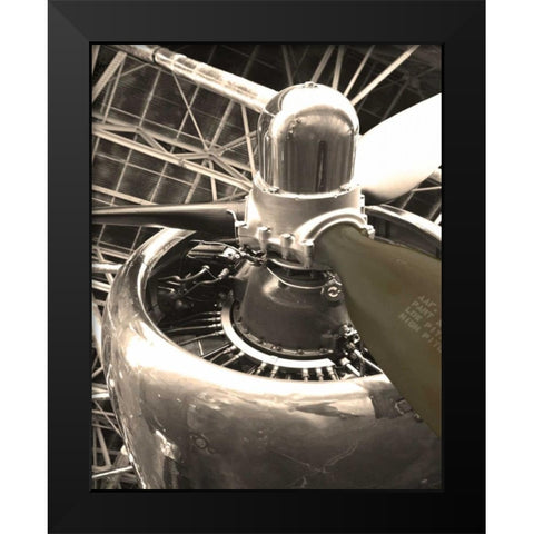 DC 4 Aircraft Black Modern Wood Framed Art Print by Brack, Dennis