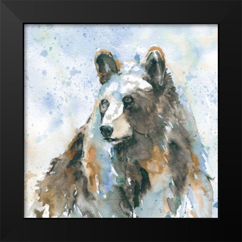 Black Bear On Blue Black Modern Wood Framed Art Print by Robinson, Carol