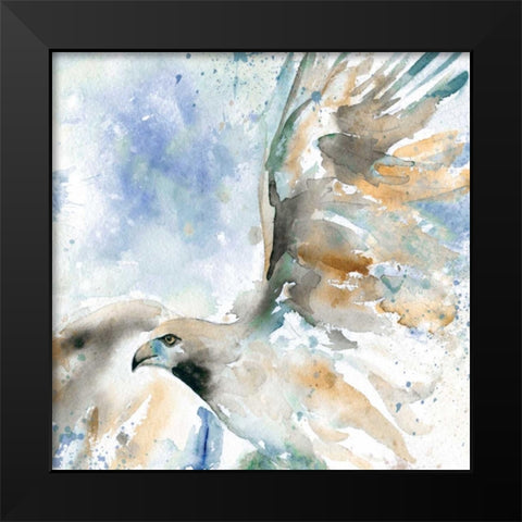 Hawk On Blue Black Modern Wood Framed Art Print by Robinson, Carol