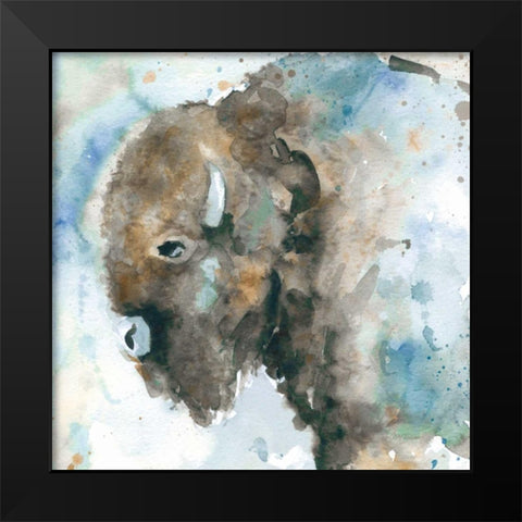 Buffalo On Blue Black Modern Wood Framed Art Print by Robinson, Carol
