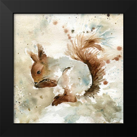 Squirrel In Spring Black Modern Wood Framed Art Print by Robinson, Carol