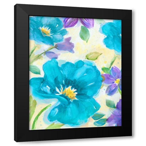 Bright Poppy Blue I Black Modern Wood Framed Art Print by Nan