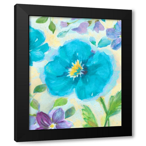 Bright Poppy Blue II Black Modern Wood Framed Art Print with Double Matting by Nan