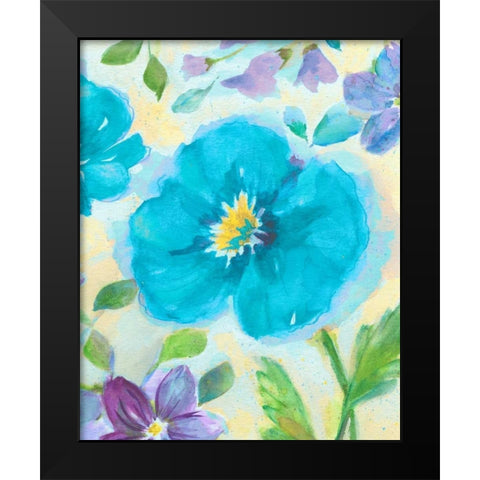 Bright Poppy Blue II Black Modern Wood Framed Art Print by Nan