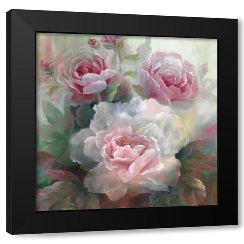 White Roses III Black Modern Wood Framed Art Print with Double Matting by Nan