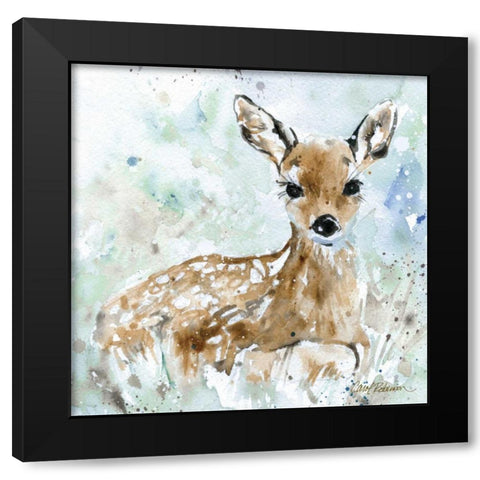 Fawn Black Modern Wood Framed Art Print by Robinson, Carol