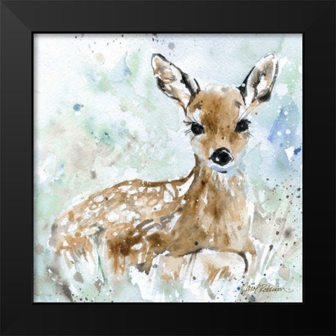 Fawn Black Modern Wood Framed Art Print by Robinson, Carol