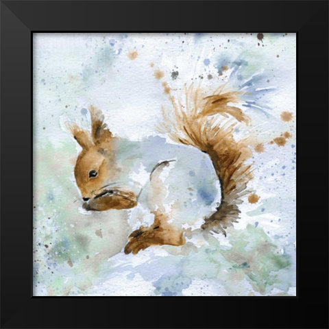 Squirrel Black Modern Wood Framed Art Print by Robinson, Carol