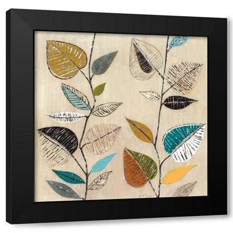 Dancing Leaves I Black Modern Wood Framed Art Print by Tava Studios