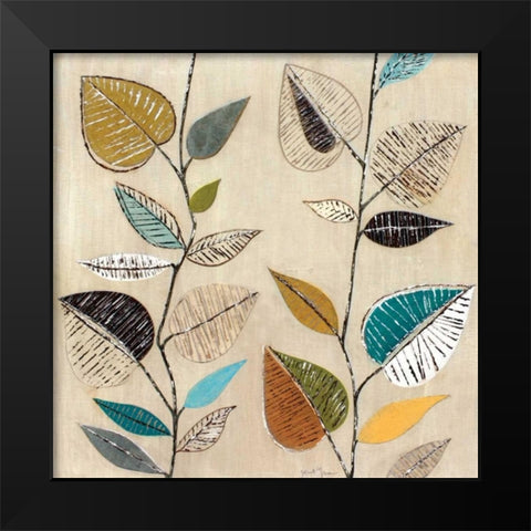 Dancing Leaves I Black Modern Wood Framed Art Print by Tava Studios