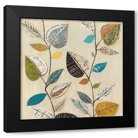 Dancing Leaves II Black Modern Wood Framed Art Print by Tava Studios