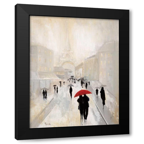 Misty in Paris Black Modern Wood Framed Art Print with Double Matting by Tava Studios