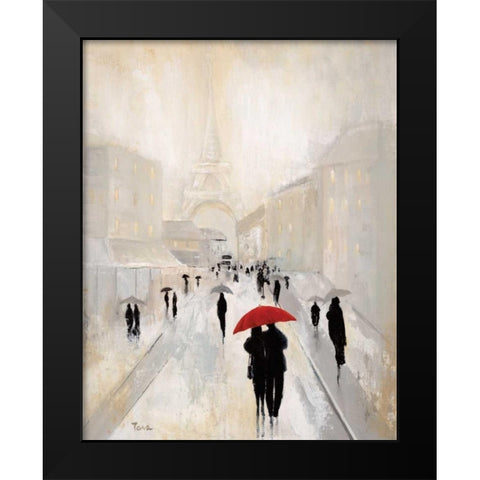 Misty in Paris Black Modern Wood Framed Art Print by Tava Studios