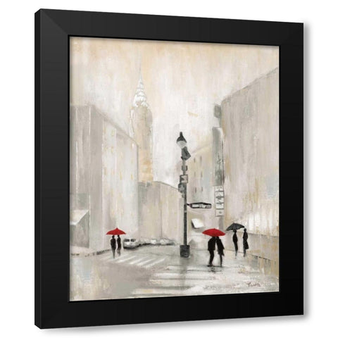 New York Shadows Black Modern Wood Framed Art Print by Tava Studios