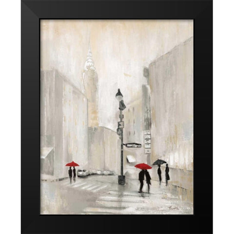 New York Shadows Black Modern Wood Framed Art Print by Tava Studios