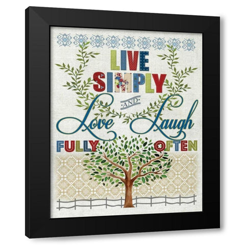 Live Simply Black Modern Wood Framed Art Print by Knutsen, Conrad