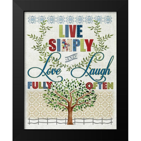 Live Simply Black Modern Wood Framed Art Print by Knutsen, Conrad