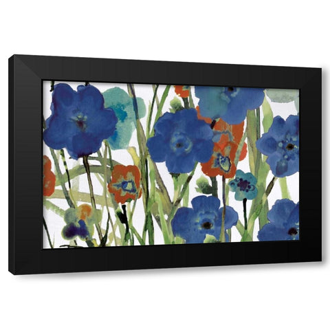 Picking Flowers Black Modern Wood Framed Art Print by Jill, Susan