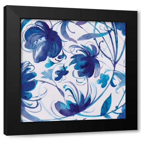 Indigo Swirl I Black Modern Wood Framed Art Print by Troise Heidel, Theresa