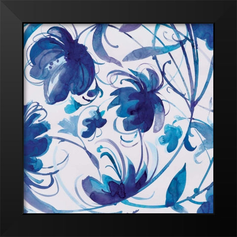 Indigo Swirl I Black Modern Wood Framed Art Print by Troise Heidel, Theresa