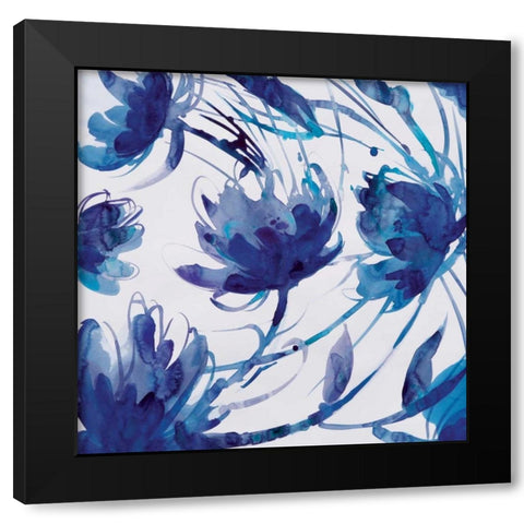 Indigo Swirl II Black Modern Wood Framed Art Print with Double Matting by Troise Heidel, Theresa