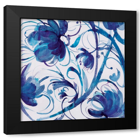 Indigo Swirl III Black Modern Wood Framed Art Print with Double Matting by Troise Heidel, Theresa