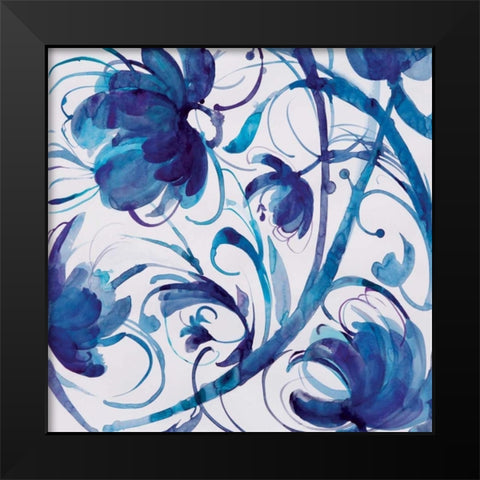 Indigo Swirl III Black Modern Wood Framed Art Print by Troise Heidel, Theresa