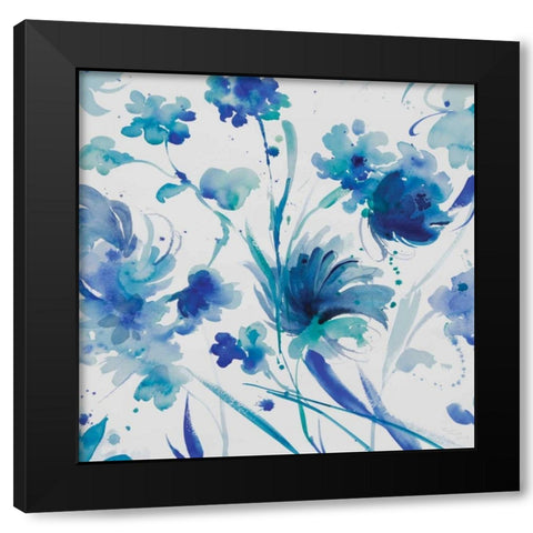 Whimsical Blues I Black Modern Wood Framed Art Print with Double Matting by Troise Heidel, Theresa