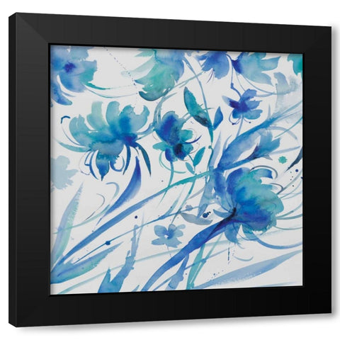 Whimsical Blues II Black Modern Wood Framed Art Print by Troise Heidel, Theresa