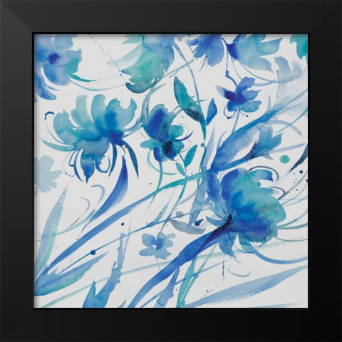 Whimsical Blues II Black Modern Wood Framed Art Print by Troise Heidel, Theresa