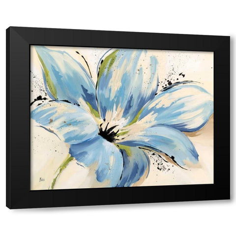 Touch of Blue I Black Modern Wood Framed Art Print with Double Matting by Nan