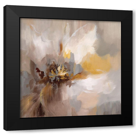 Petals Whisper Black Modern Wood Framed Art Print with Double Matting by Nan