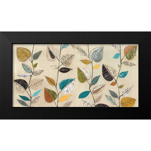 Dancing Leaves III Black Modern Wood Framed Art Print by Tava Studios