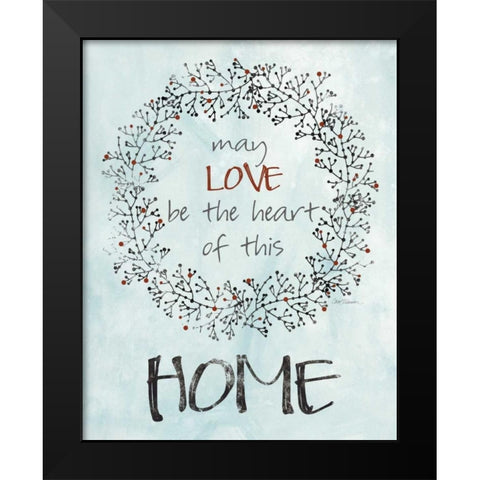 Home Love Wreath Black Modern Wood Framed Art Print by Robinson, Carol