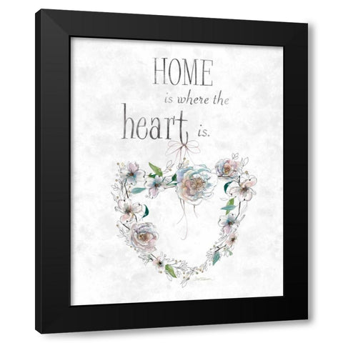 Heart Sampler Black Modern Wood Framed Art Print by Robinson, Carol