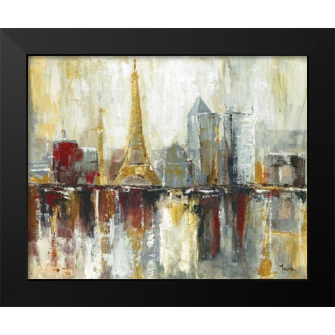 Paris Icons Black Modern Wood Framed Art Print by Tava Studios